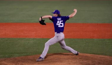 Ethan Swidler hits a home run against Houston in the Puerto Rico Baseball Challenge