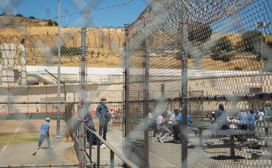 The courtyard at San Quentin State Prison on July 26, 2023.