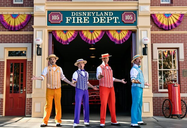 The Dapper Dans perform in front of the fire station on Main Street, U.S.A., inside Disneyland at the Disneyland Resort Anaheim, CA, on Friday, January 16, 2026. (Photo by Jeff Gritchen, Orange County Register/SCNG)
