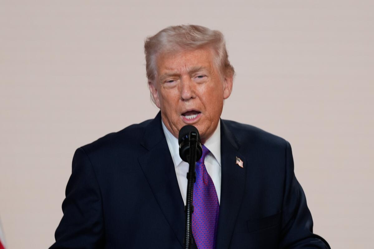 President Donald Trump speaks.