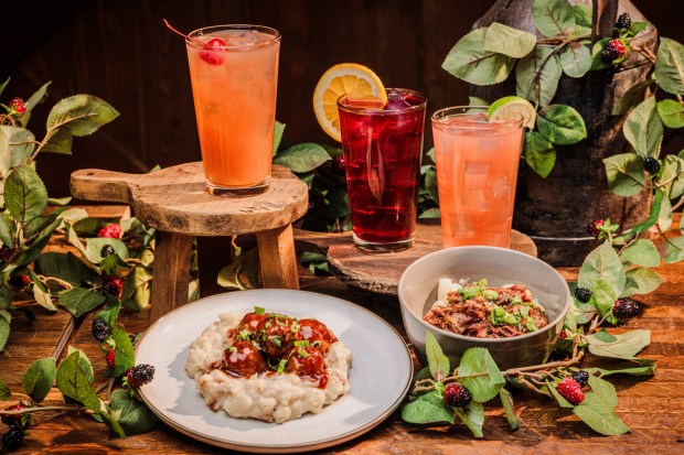 Knott's Boysenberry Festival Tasting Card menu items available at the Calico Railroad Bar Booth. (Courtesy of Knott's Berry Farm)