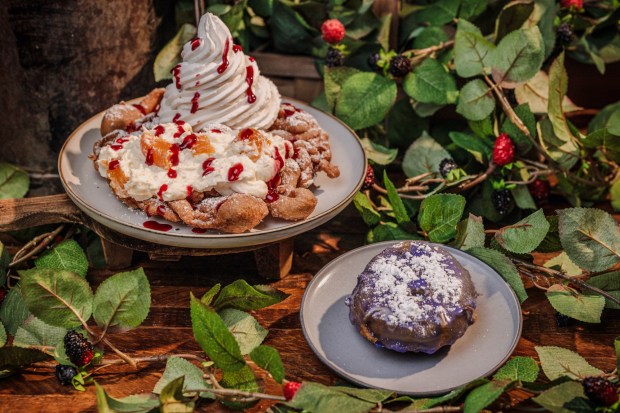Knott's Boysenberry Festival A La Carte menu items available at Sutter's Funnel Cake. (Courtesy of Knott's Berry Farm)