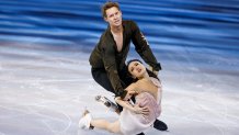 Madison Chock and Evan Bates of Team United States perform in the Ice Dance routine during a Figure Skating Exhibition Gala.