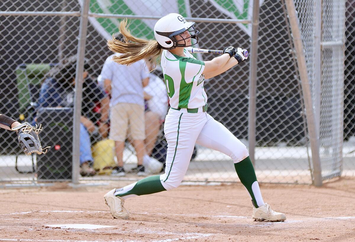 Zoe Justman follows through on a swing.