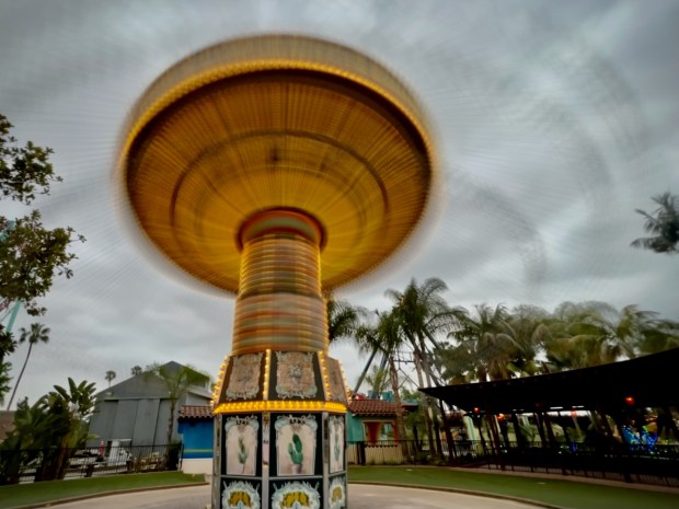 The renamed Los Voladores wave swing ride in the refreshed Fiesta Village themed land at Knott's Berry Farm. (Brady MacDonald/Orange County Register)