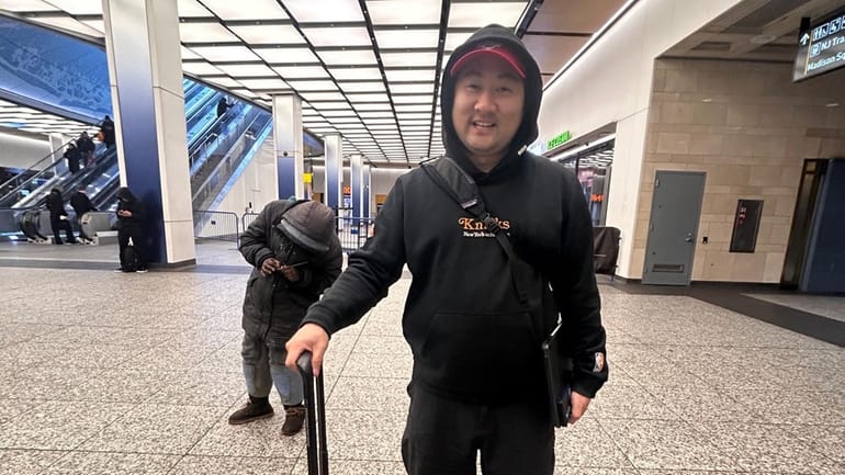 Andrew Choi, Bethpage public schools’ technology director, at Penn Station...