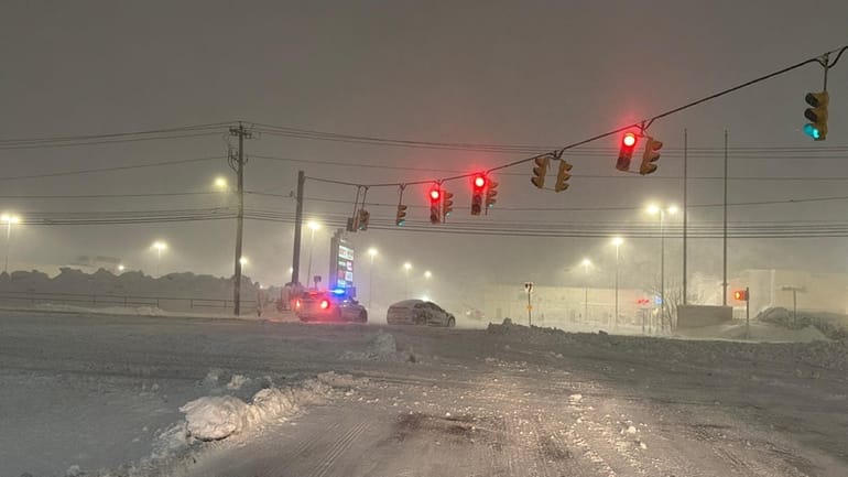 Old Country Road in Garden City is seen before dawn...