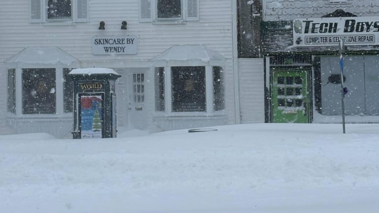 There are no signs of activity in Sayville on Monday...