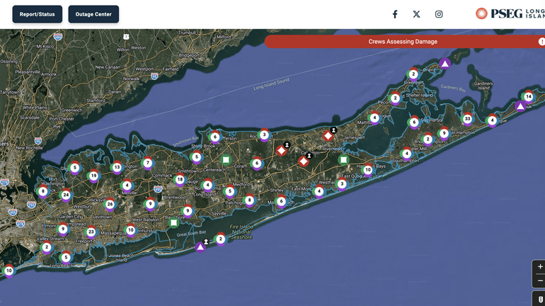 PSEG was reporting 345 active outages across Long Island, impacting...