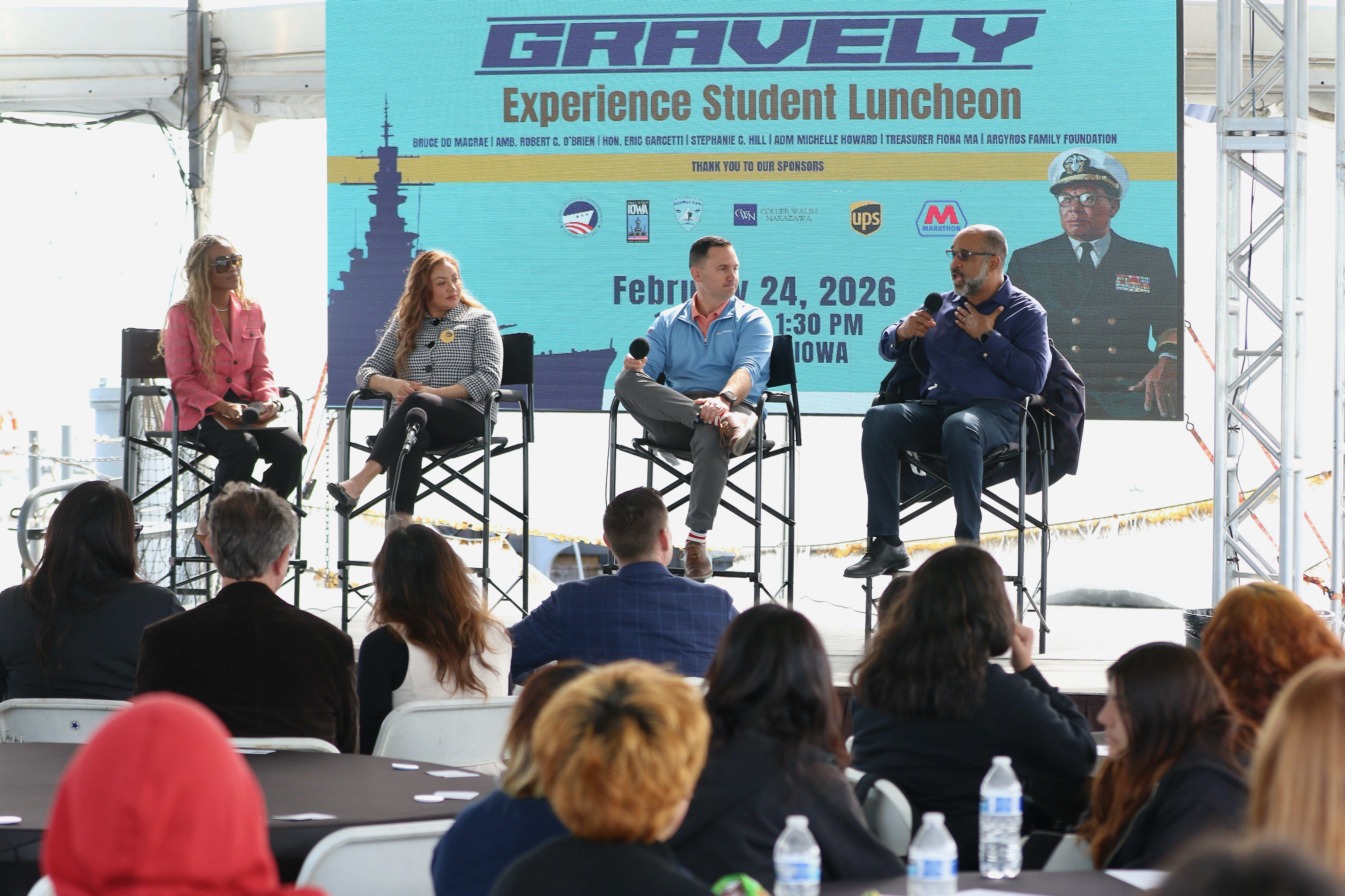 High school students listen to a diverse panel of industry...