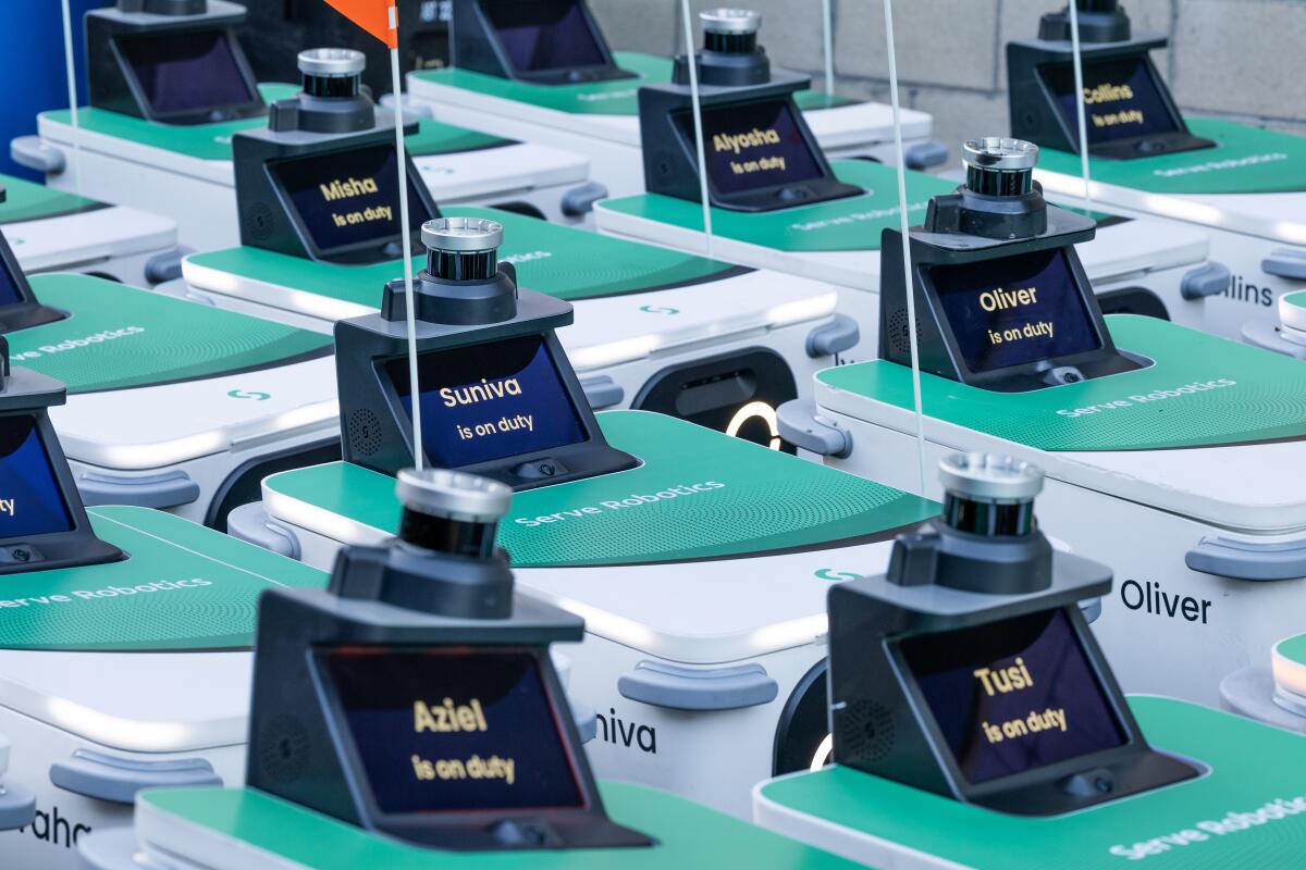 The names on Serve Robotics delivery robots are computer generated.