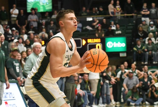 Colorado State's Brandon Rechsteiner pulls up to take a shot against Fresno State on Tuesday at Moby Arena in Fort Collins. (Nathan Wright/Loveland Reporter-Herald)