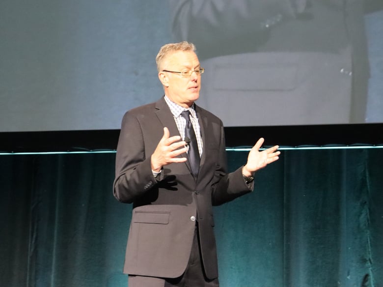Michael Ault, executive director of the Downtown Sacramento Partnership, speaks during the State of Downtown event at the SAFE Credit Union Convention Center, on Tuesday, Feb. 24, 2026.