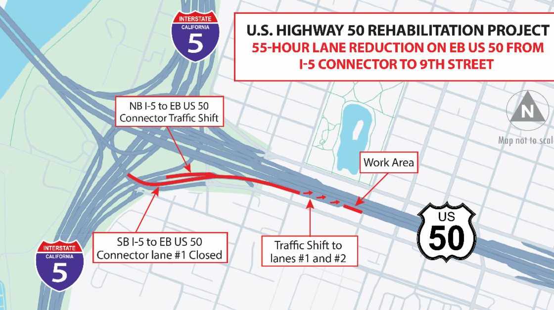 ‘Fix50’ 55-hour lane closure planned this weekend in downtown Sacramento