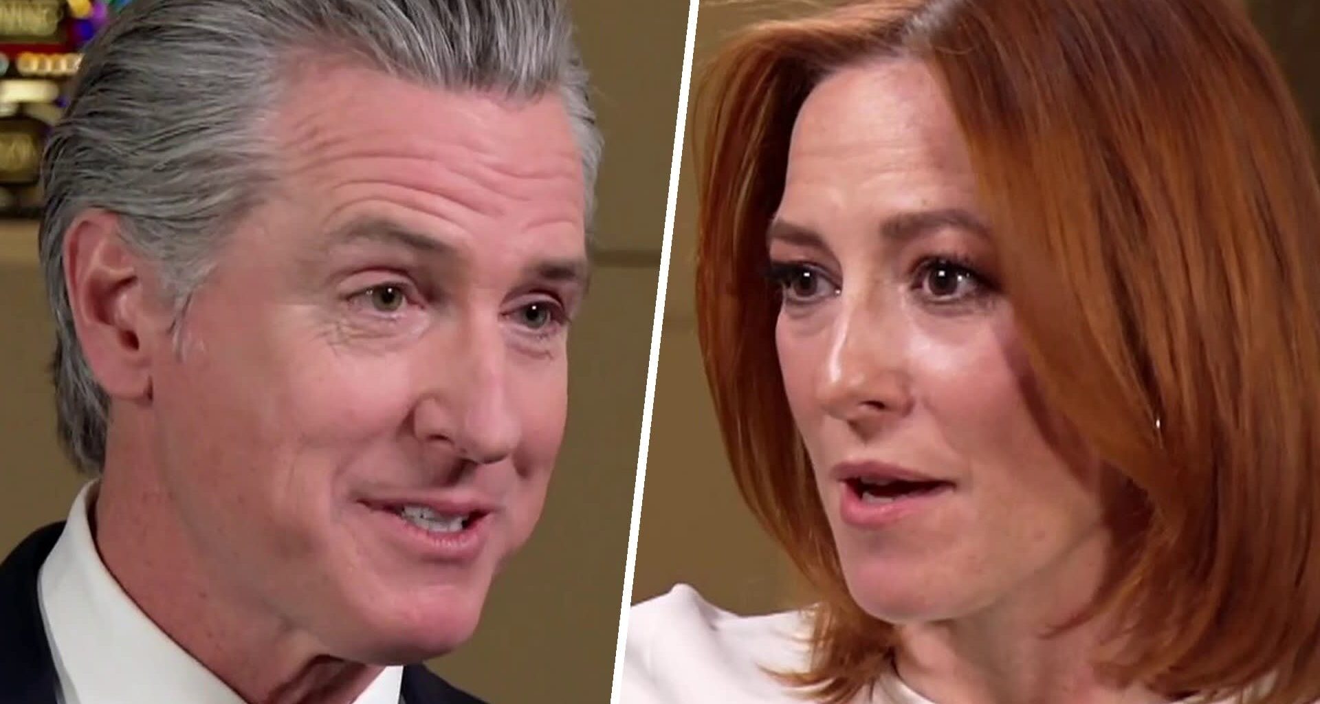 California Governor Gavin Newsom talks with Jen Psaki