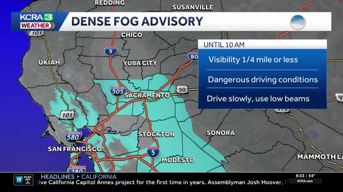 Dense fog advisory on Thursday morning
