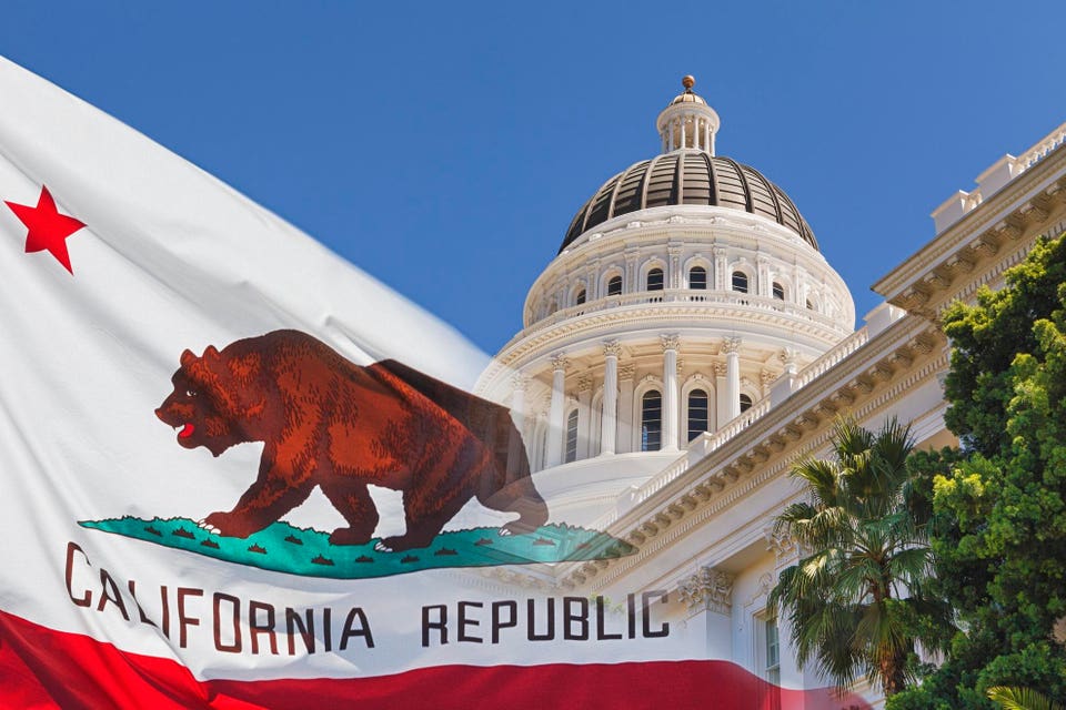 California State Capital with State Flag
