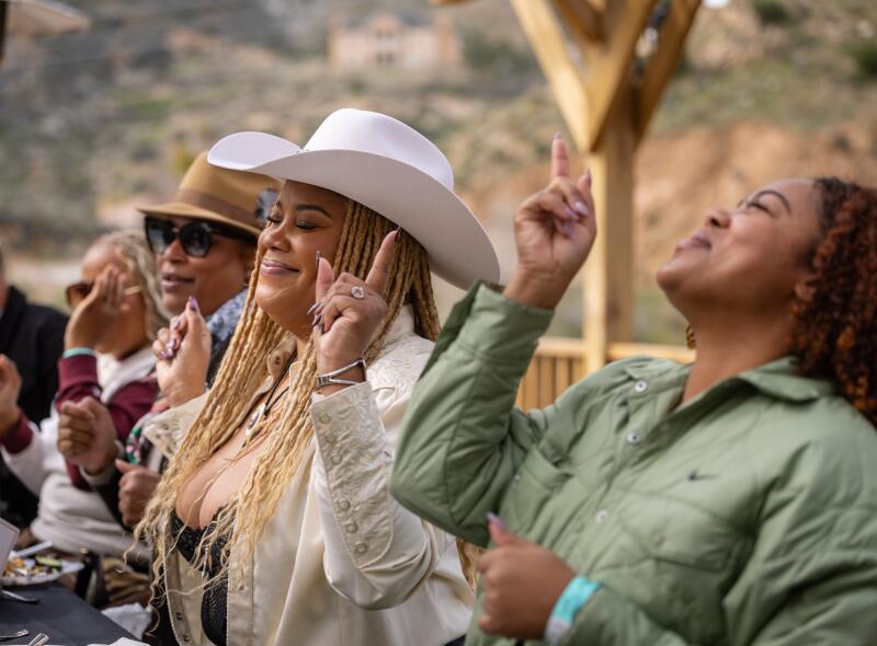 Simone Taylor celebrates her birthday with friends at the Sunday jazz brunch at Bloom Ranch.