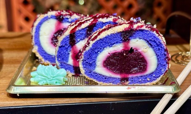 Boysenberry Shortcake Sushi Roll available during the Knott's Boysenberry Festival. (Photo by Brady MacDonald, Orange County Register/SCNG)