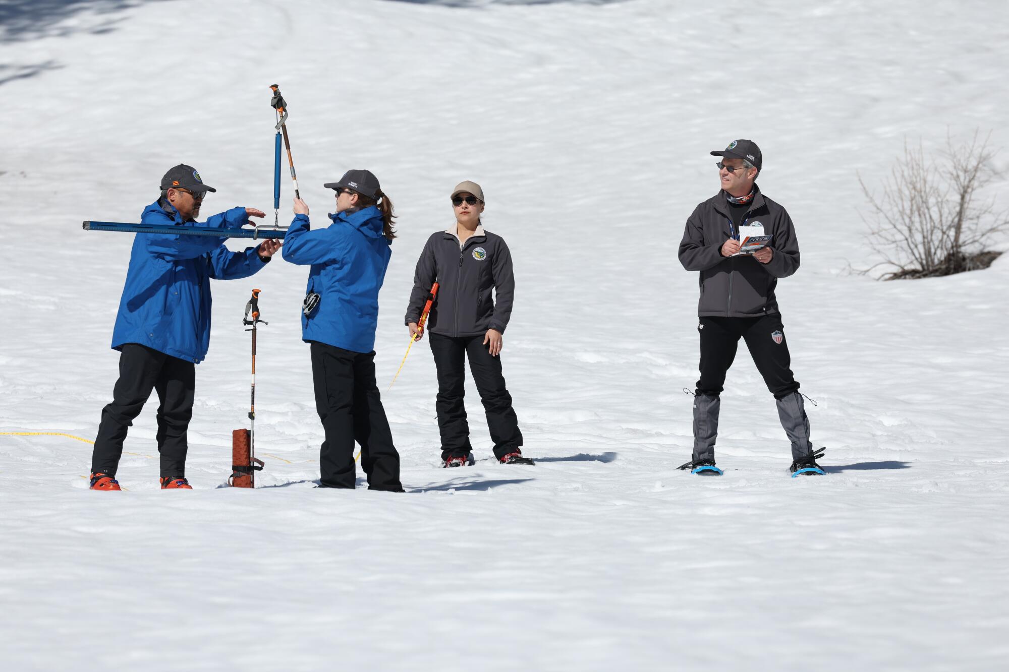 Snow survey is held the mountain range approximately 90 miles east of Sacramento off Highway 50 in El Dorado County. 