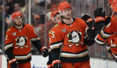 Ducks pump 5 past Olympic hero Hellebuyck, as Winnipeg Jets drop OT thriller in Anaheim