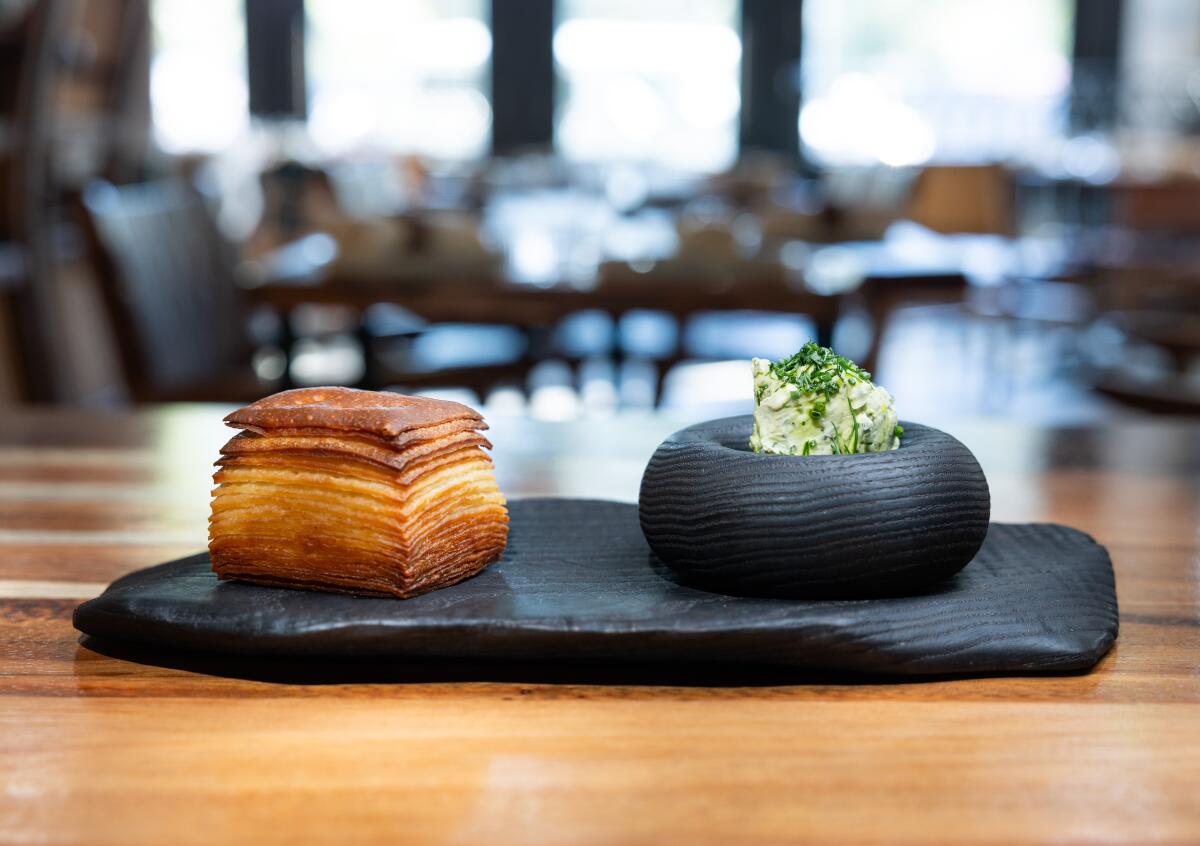 "Criollo" bread with herb butter at Alto in Studio City