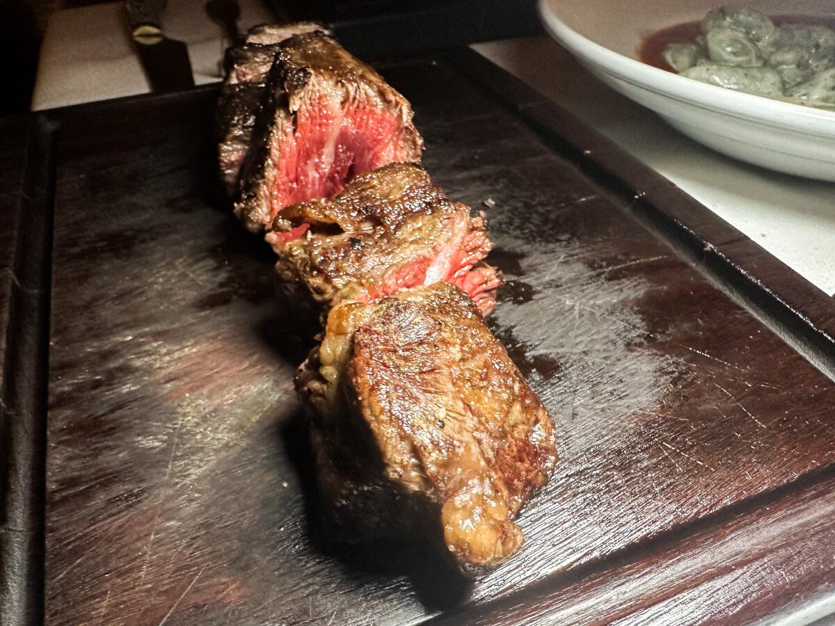 Tapa de ojo, or rib-eye cap, a frequent special at Carlitos Gardel.