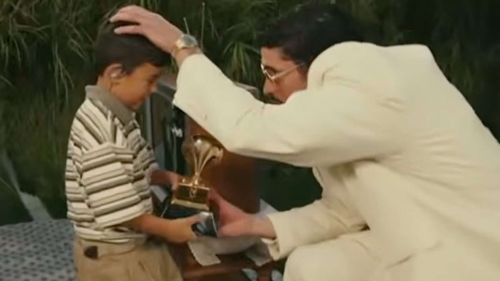 Bad Bunny hands his Grammy to young boy during Super Bowl halftime show