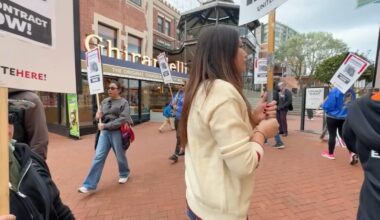 San Francisco Ghirardelli workers hold Valentine's Day strike outside iconic chocolate and ice cream shop