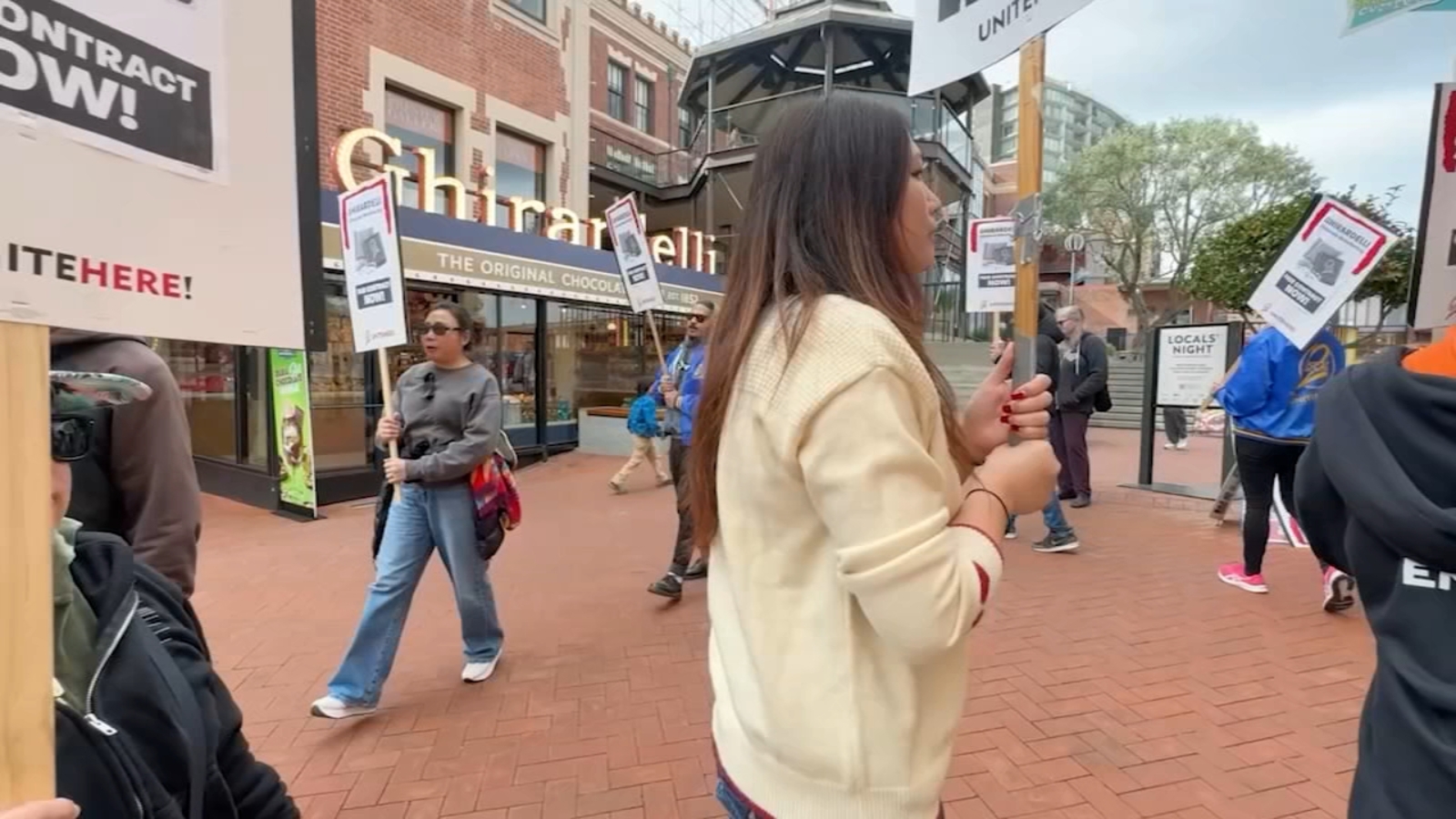 San Francisco Ghirardelli workers hold Valentine's Day strike outside iconic chocolate and ice cream shop
