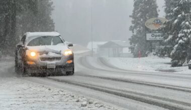 Winter storm dumps rain and snow across Fresno County roads