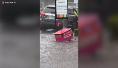 Video shows delivery robot struggle through flooded intersection in WeHo