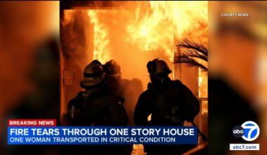 Elderly woman hospitalized in critical condition after fire engulfs home in Long Beach