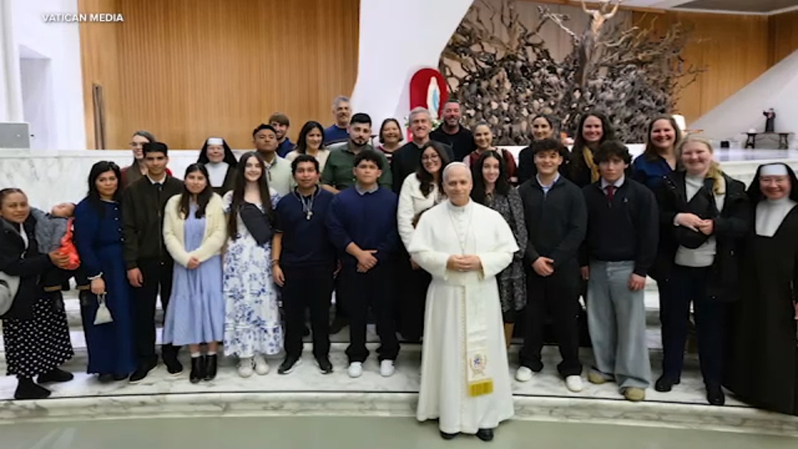Holy Innocents School students in Long Beach meet Pope Leo after campus was vandalized, Virgin Mary statue was smashed
