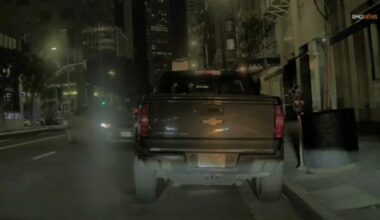 Driver swerves across road in downtown Los Angeles, slams into parked cars