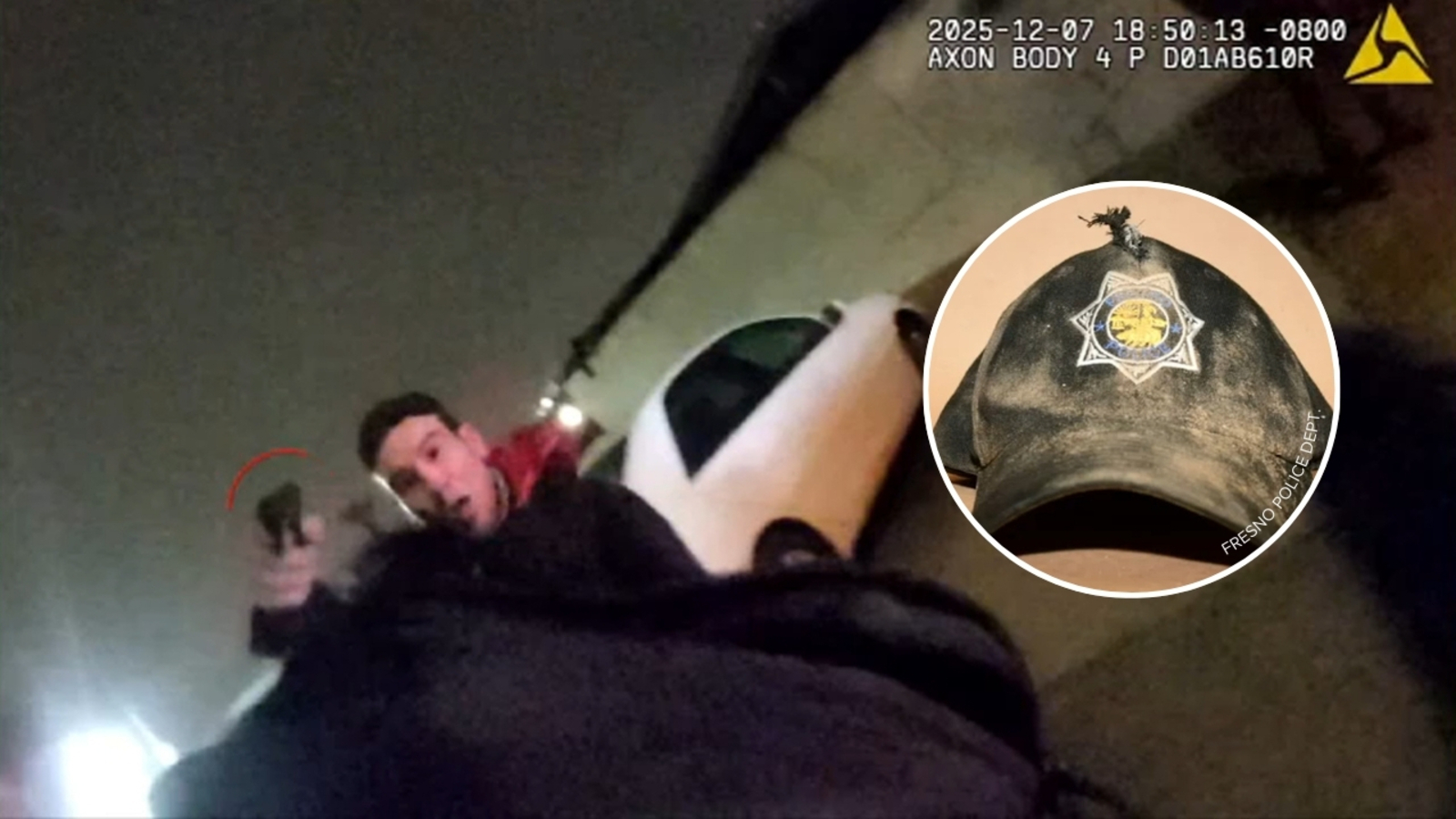 Newly released video shows shootout involving Fresno police, bullet hit officer's hat