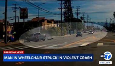 Man in wheelchair struck in violent Los Angeles crash caught on video
