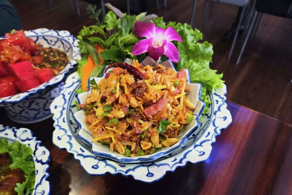 Nam khao from Lao Table in San Francisco. (Cesar Hernandez/S.F. Chronicle)