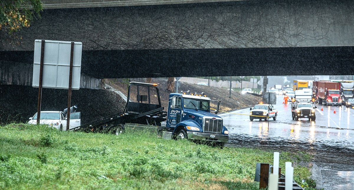 Soggy roadways, flooding on the 710 as major storm drops over 2 inches of rain on Long Beach • Long Beach Post News