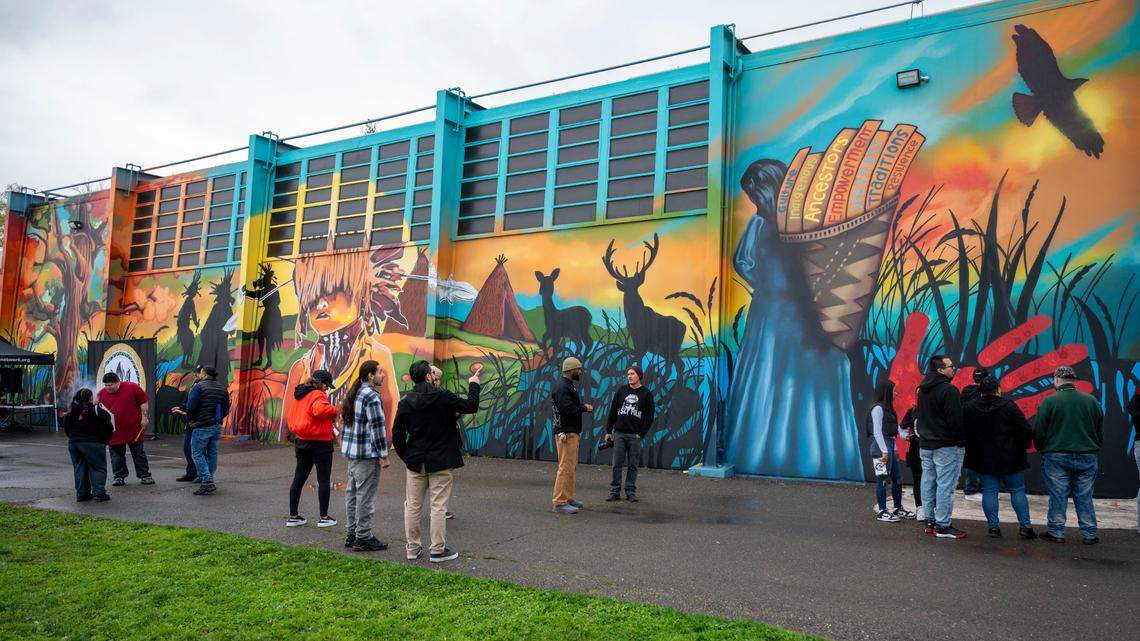Miwok Middle School in East Sacramento is shown during a March 30, 2024, mural unveiling ceremony. Sacramento police said officers responded to the campus Tuesday morning after a person entered school grounds and caused a disturbance before leaving.