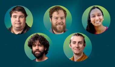 A collage of five headshots.