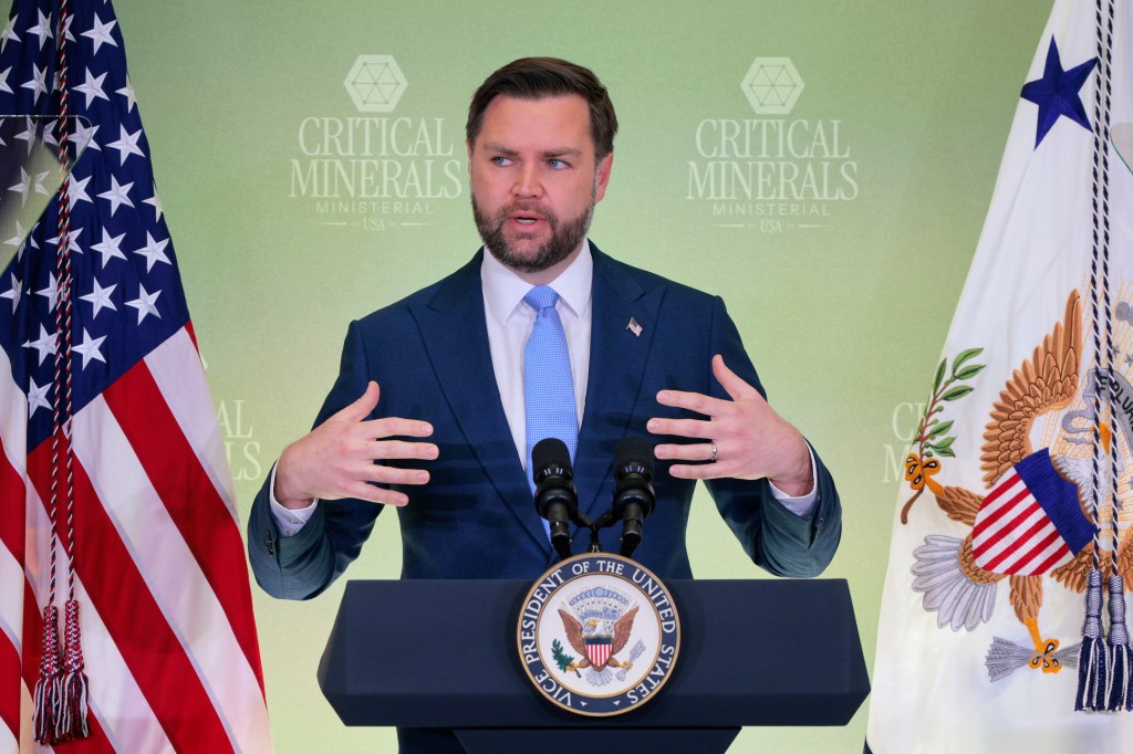 US Vice President JD Vance speaking at the Critical Minerals Ministerial.
