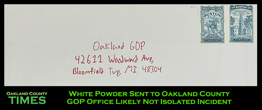 White Powder Sent to Oakland County GOP Office Likely Not Isolated Incident