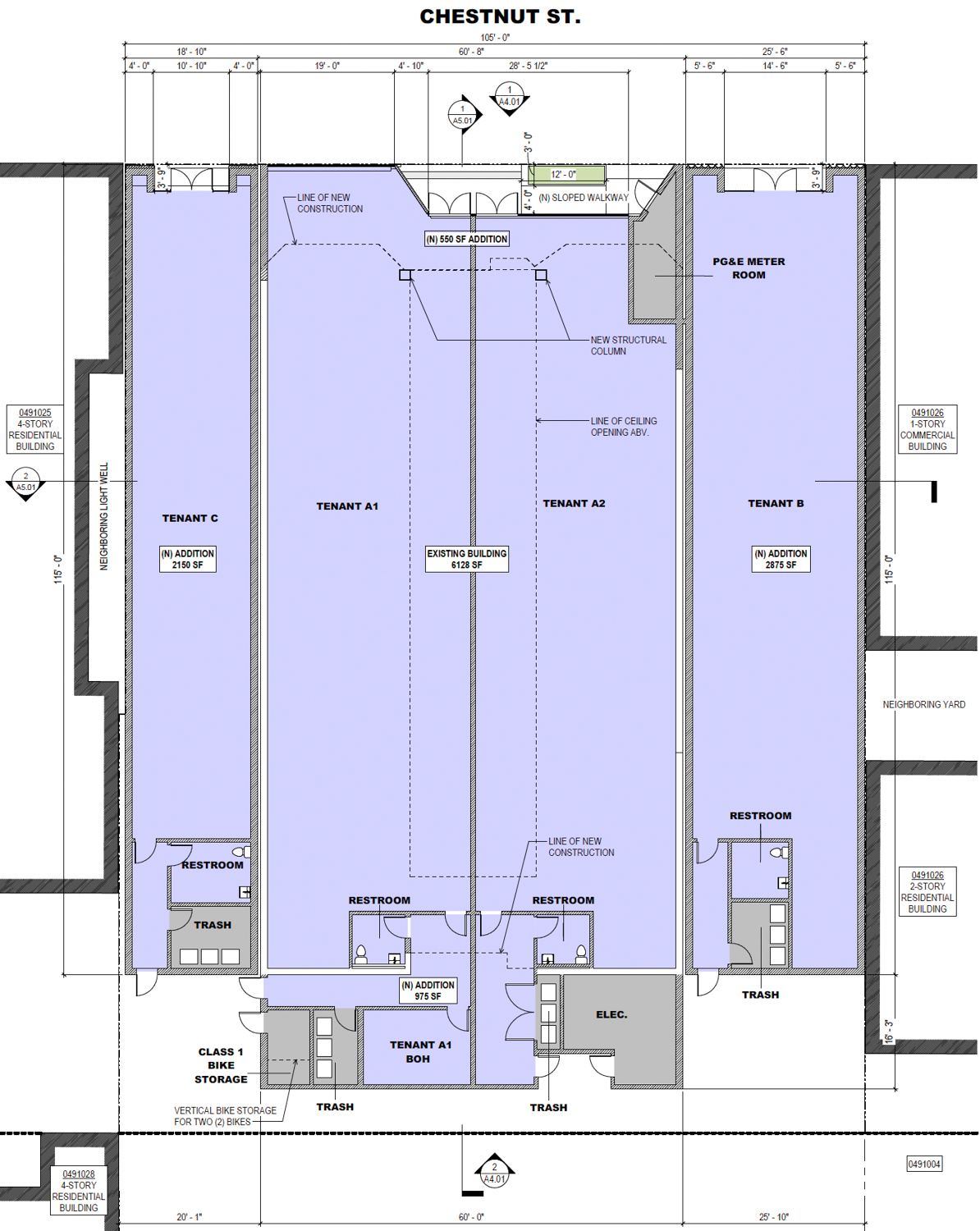 2055 Chestnut Street proposed floor plans, illustration by Jensen Architects