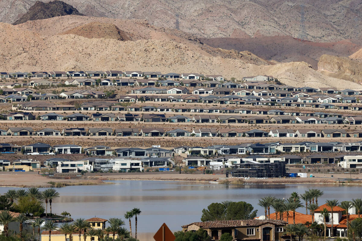 New homes at Lake Las Vegas community are seen on Friday, Dec. 26, 2025, in Henderson. (Bizuaye ...
