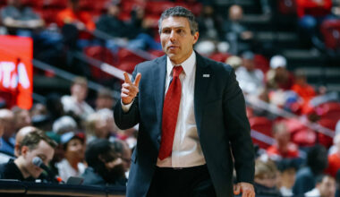 UNLV head coach Josh Pastner walks up the sideline during the second half of the basketball gam ...