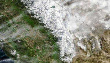 Dramatic satellite photos show California's mountains blanketed with snow after intense storms