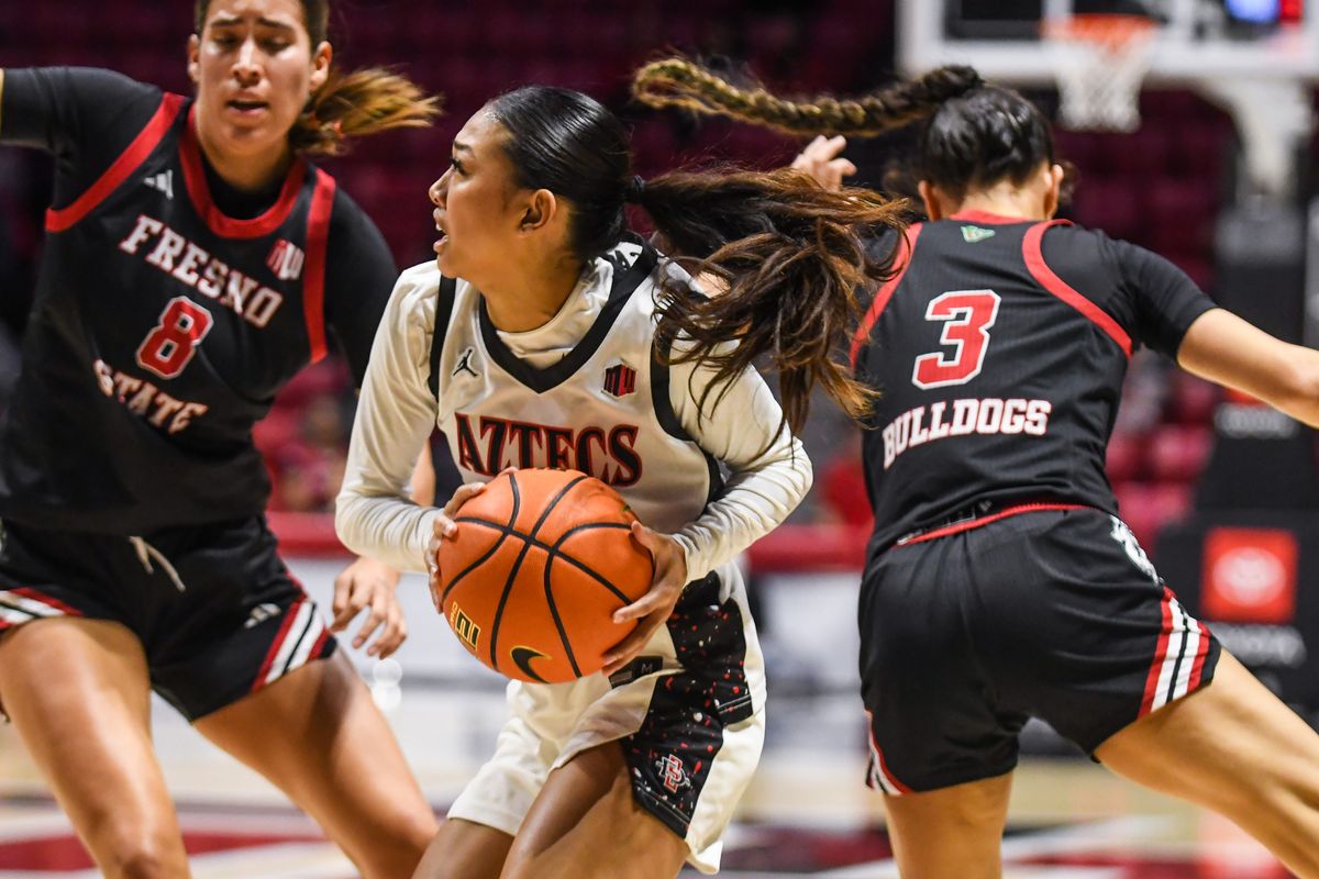 SDSU guard Naomi Panganiban (24) drives to the basket during an NCAA Women’s Basketball game against Fresno State Saturday February 21, 2026 in San Diego, California. SDSU guard Naomi Panganiban (24) drives to the basket during an NCAA Women’s Basketball game against Fresno State Saturday February 21, 2026 in San Diego, California.
