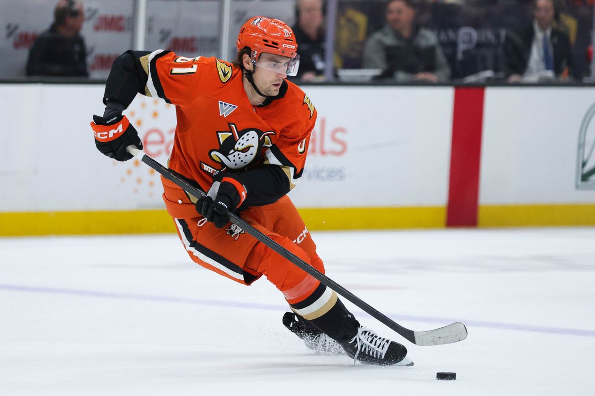 Anaheim Ducks left wing Cutter Gauthier (61) skates with the puck during the NHL game against the Edmonton Oilers, Wednesday February 25th, 2026 at Honda Center in Anaheim, Calif. Anaheim Ducks left wing Cutter Gauthier (61) skates with the puck during the NHL game against the Edmonton Oilers, Wednesday February 25th, 2026 at Honda Center in Anaheim, Calif.
