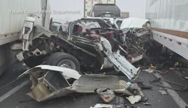 Dozens of vehicles involved in crash in California's Tulare County